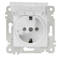 Rita Mechanism+Plate Earthed Socket with Child Protection Cover White - Thumbnail