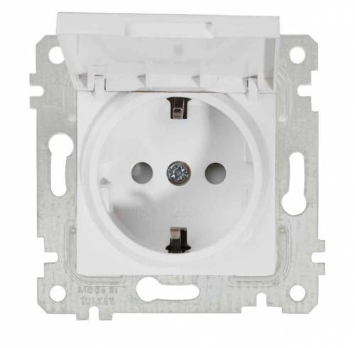 Rita Mechanism+Plate Earthed Socket with Child Protection Cover White