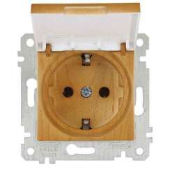 Rita Mechanism+Plate Earthed Socket with Cover White - Thumbnail