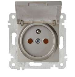 Rita Mechanism+Plate UPS Socket (French) with Cover (Child Protection) White - Thumbnail