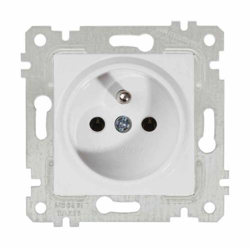 Rita Mechanism+Plate UPS(French) Socket (Earthed Socket with Pin) White