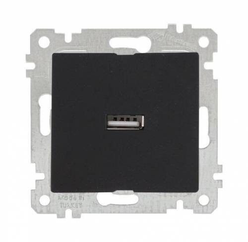 Rita Mechanism+Plate USB Charge Socket White