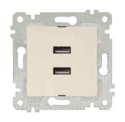 Rita Mechanism+Plate USB Charge Two Socket White - Thumbnail