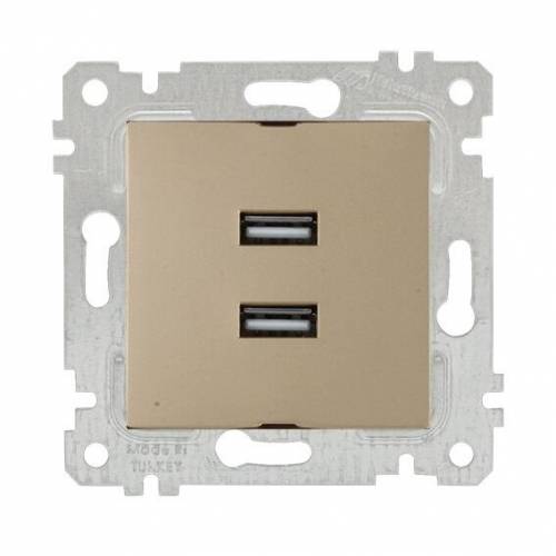 Rita Mechanism+Plate USB Charge Two Socket White