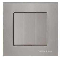 Rita Three Gang One Way Switch (with Screw) White - Thumbnail