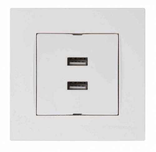 Rita USB Charge Two Socket White