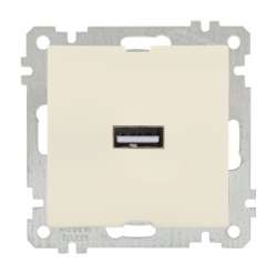 USB Charge Socket (Mech+plate) White - Thumbnail