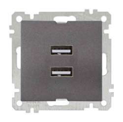 кнопка Двойная USB разъем для зарядки, белый цвет - Thumbnail
