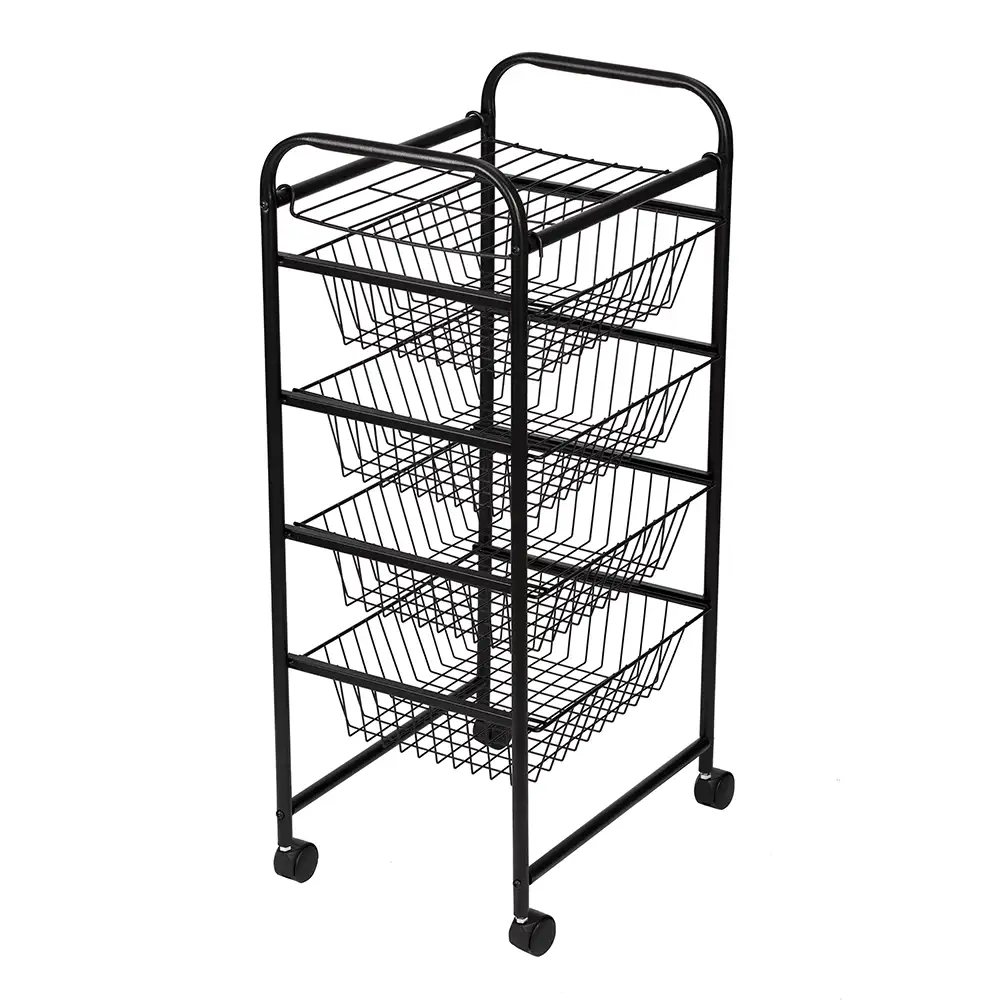 Wheeled Metal Vegetable Rack (4 Shelves) - Thumbnail