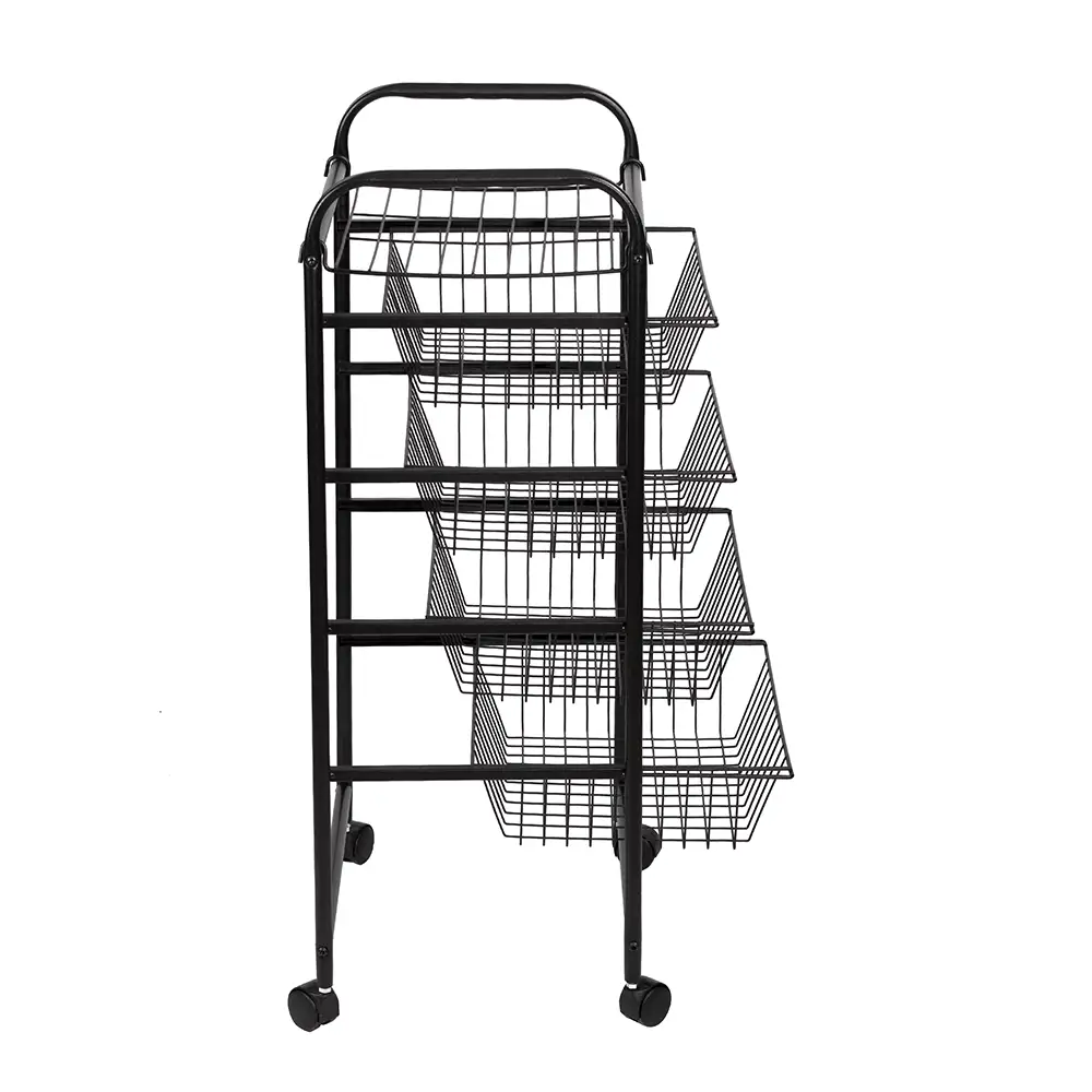 Wheeled Metal Vegetable Rack (4 Shelves) - Thumbnail