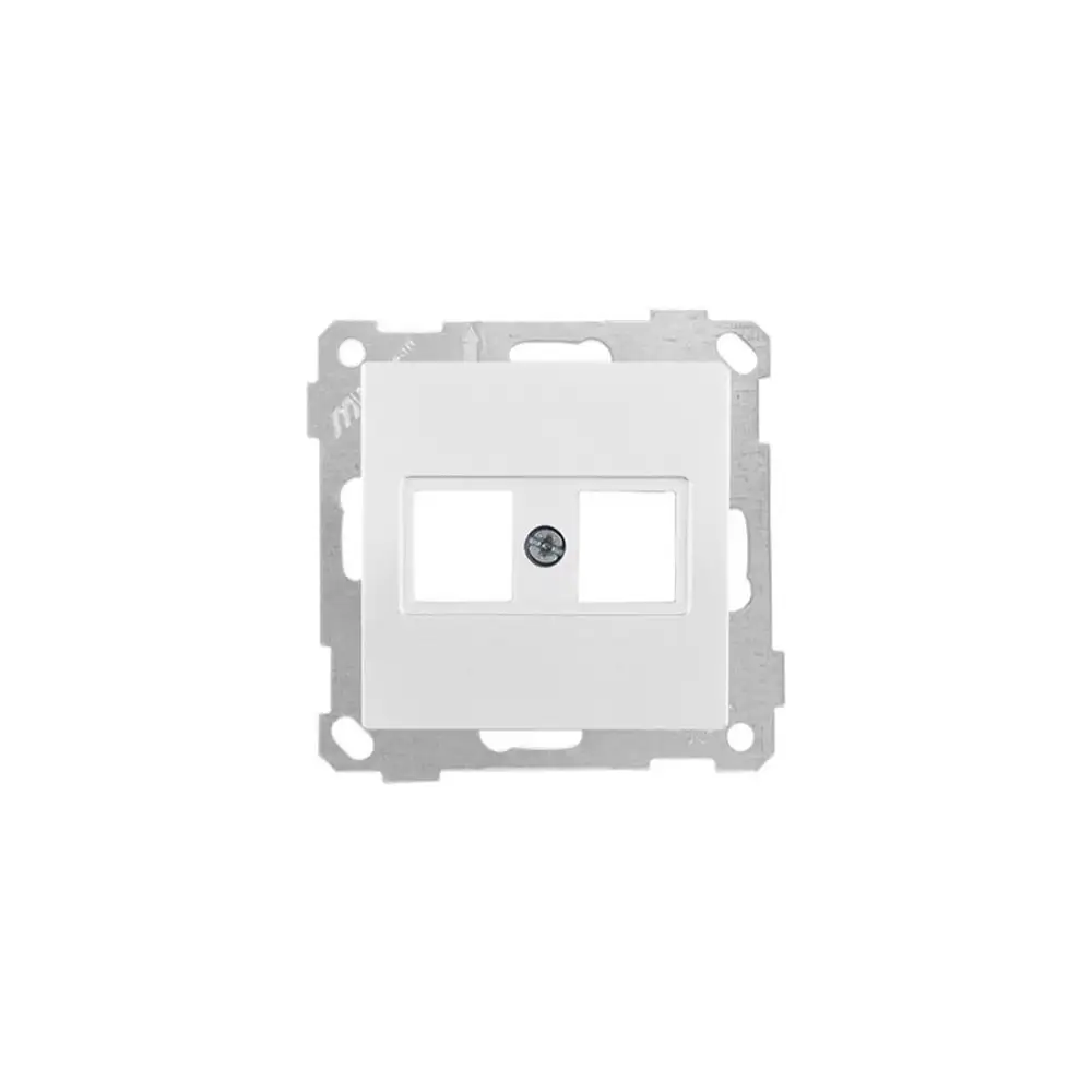Розетка компьютерная 2*RJ45 (без коннектора), Белый цвет - Thumbnail